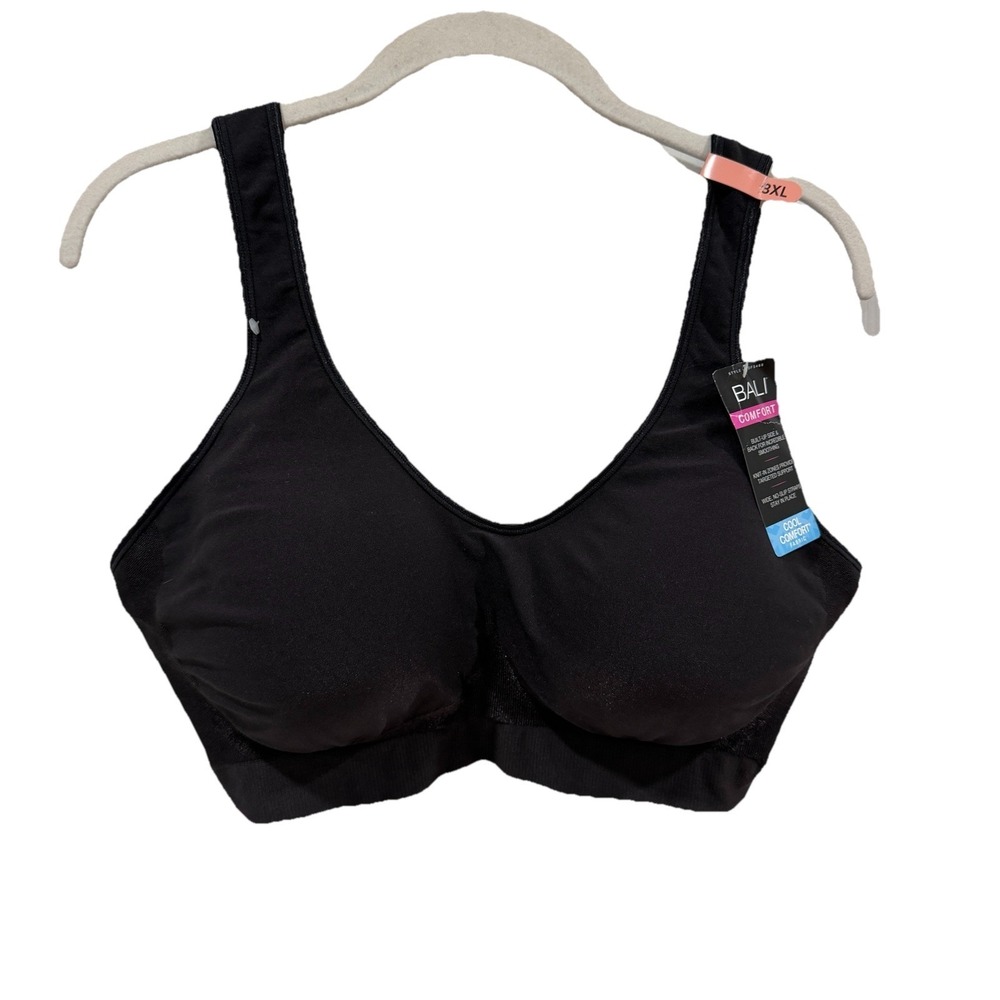 Bali Comfort Revolution Shapes & Supports Wirefree‎ Black Bra 3XL
